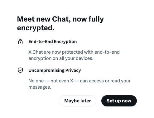 X推“加密聊天”功能遭质疑：安全性远不及Signal